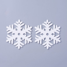 Деревянная подвеска, Снежинка, белый, 65x56,5x3 мм, дырочка 2,5 мм