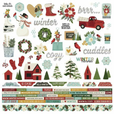 Набір стікерів, Winter Farmhse, 30х30 см, Simple Stories
