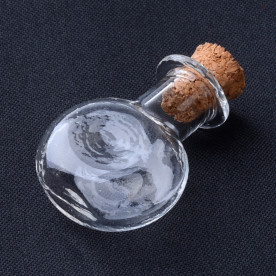 Кругла плоска скляна пляшка, 1 шт, 30x19,5x10 мм