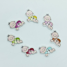 Пуговица, Младенец, 1 шт, оранжевый, 25x29x2,5 мм