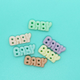 Кабошон, Напис Baby, 1 шт, зелений, 25х17х6 мм