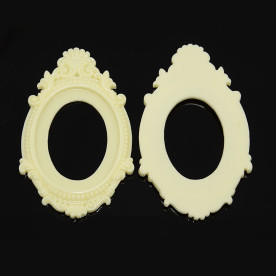 Кабошон, Овальная рамочка, 1 шт, кремовый, 68x40x5 мм