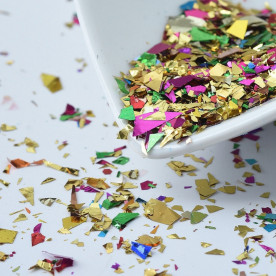 Набор декора сверкающая стружка, радужный с золотом, от 2 до 20 мм, 20 гр
