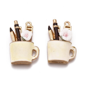 Підвіска з емаллю, Чашка з ручками, золото, 24x15x4,5 мм