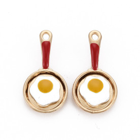 Подвеска с эмалью, Кухонная сковородка, красный, 28х14 мм, 1 шт.