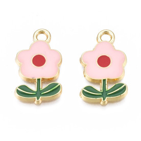 Подвеска с эмалью Весенний цветок, светлое золото, 20х11 мм, 1 шт.