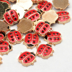 Кабошон, Сонечко, червоний, 1 шт, 9x9x2 мм