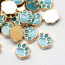 Кабошон з емаллю, Лапа собачки, блакитний, 1 шт, 8.9x9.2x2 мм