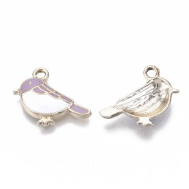 Подвеска с эмалью Птичка сиреневая, 16х20 мм, 1 шт.
