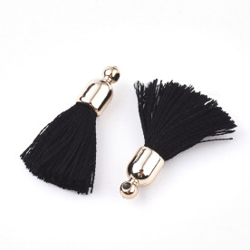 Кисточка декоративная, 25-30 мм, цвет черный с белым золотом, 1 шт.