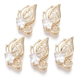 Підвіска Метелик, скло та цирконій, 23х13 мм, 1 од.