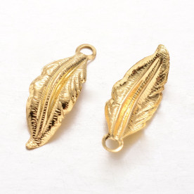 Подвеска, Выгнутый лист, 1 шт, золото, 26x9x1 мм