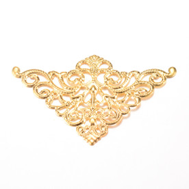 Металевий декоративний різьблений куточок, золотий, 1 шт, 49×77 мм