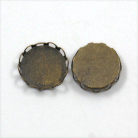 Основа под кабошон Круглая рамка с фигурной каймой, цвет бронза, 13x3 мм, внутренний размер 12 мм, 1 шт.