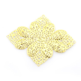 Декор-филигрань, Цветочный узор, золото, 77x64x2 мм