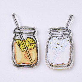 Пластиковий кабошон, Лимонад в банку, 1 шт, 36,5x18x3 мм