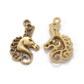 Підвіска, Єдиноріг, 1 шт, антикварне золото, 26,5x15x2,5 мм