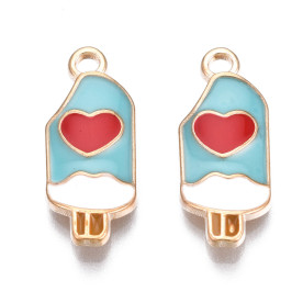 Підвіска з емаллю Ескімо блакитне, світле золото, 21х9 мм, 1 шт.