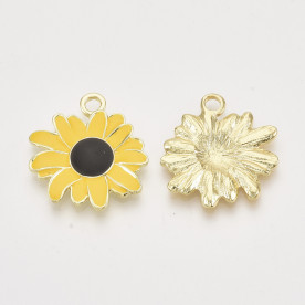 Подвеска с эмалью, Подсолнух, 1 шт, 27х25х2,5 мм