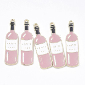 Подвеска с эмалью, Розовое вино, светло-золотой, 30,5x7,5x1 мм