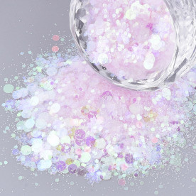Набір декору пайетки, стружка, Кружечки, колір бузковий, 1-5 мм, близько 20 грам