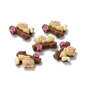 Об’ємний кабошон Котик на гілці, розмір 25х19 мм, 1 шт