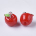 Підвіска, Червоне яблуко з листком, 1 шт, 15x12 мм