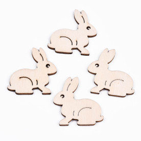 Дерев'яна прикраса заготівля Зайченя, 37 мм, колір натуральний, 1 од.