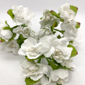 Набір квітів яблуні з тканини, білого кольору, 6 шт.