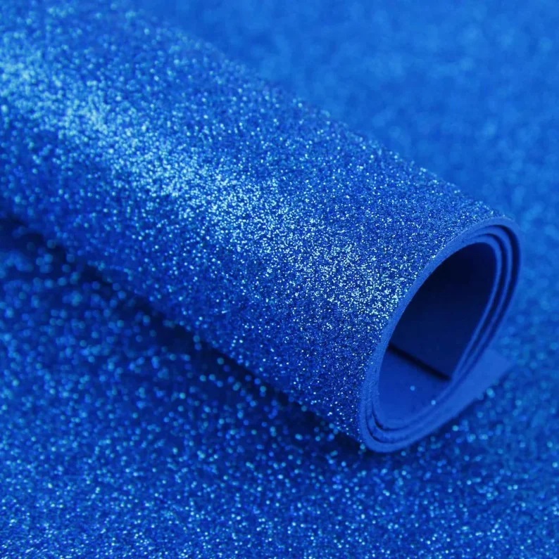 Фоамиран глиттер 20 х 30, синий, 2 мм