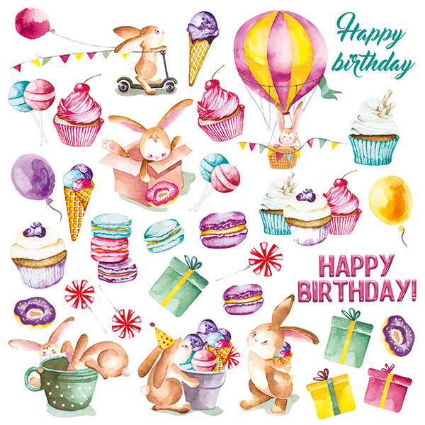Набір картинок для вирізання Sweet Birthday 20х20 см, Фабрика Декору