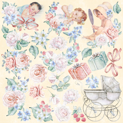 Набір картинок для вирізання Shabby Baby Girl 20х20 см, Фабрика Декору