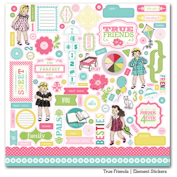 Лист з наклейками True Friends 30х30 см від Carta Bella