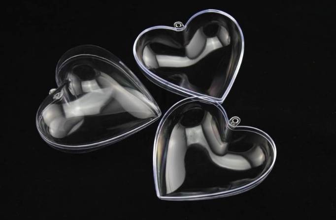 Декоративное прозрачное сердце, пластик, 8см