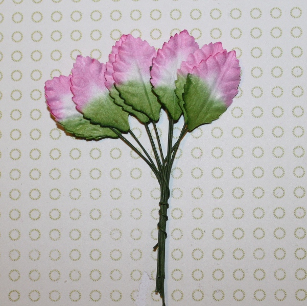 Набор декоративных листиков в зелено-розовом цвете, 10 шт, 3 см