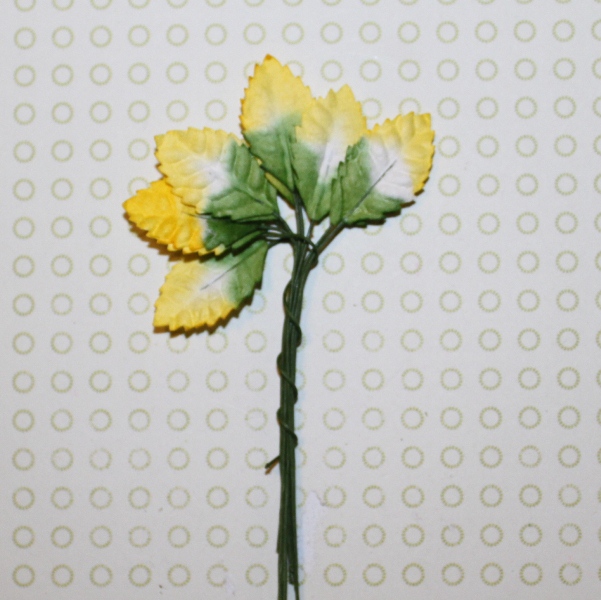 Набір декоративних листочків в зеленому і жовтому кольорах, 10 шт, 1,5 см