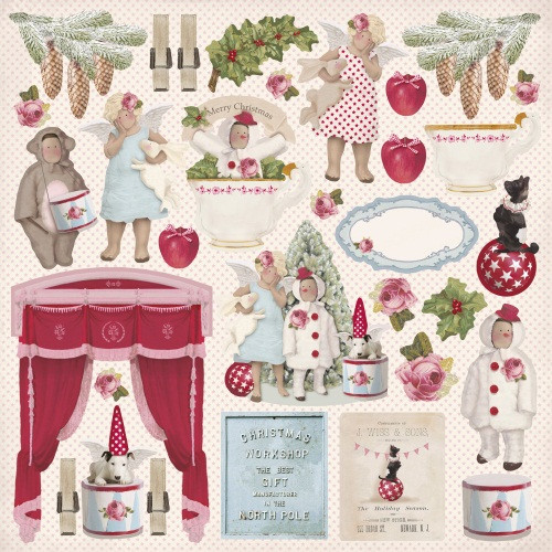 Набор бумаги Tilda - Christmas Play, 30х30 см, 7 листов + высечки от Panduro