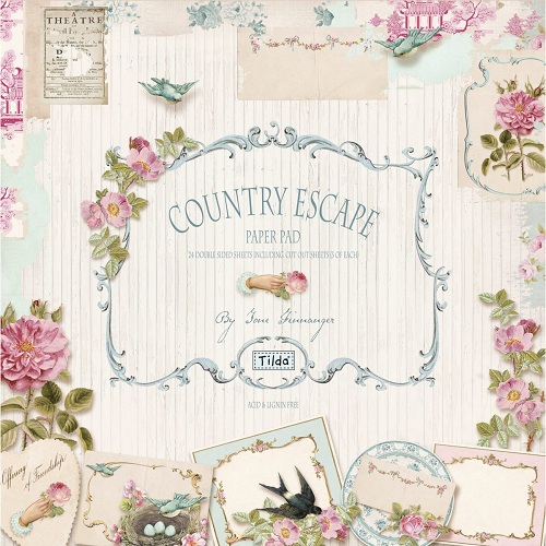 Набір паперу Tilda - Country Escape, 30х30 см, 7 листів + ​​висікання від Panduro