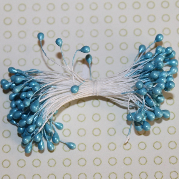 Набір перламутрових тичинок античного блакитного кольору, 3 мм, 60 тичинок