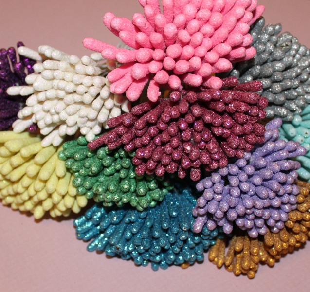 Набір великих тичинок різних кольорів, 2,5х0,5 см, 20 тичинок