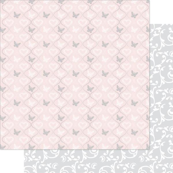 Двусторонняя бумага Pink & White Besotted 30х30 см от Ruby Rock-It
