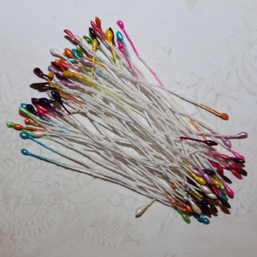 Набор разноцветных перламутровых тычинок, 1 мм, 60 шт