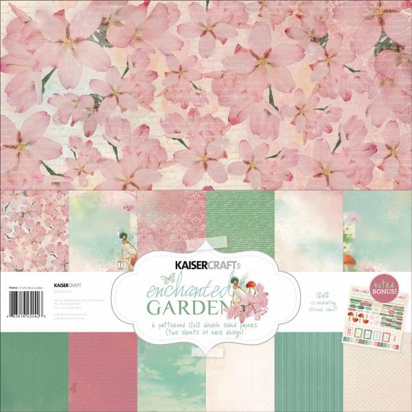 Набір паперу Enchanted Garden 30х30 см 12 аркушів + наклейки від Kaisercraft