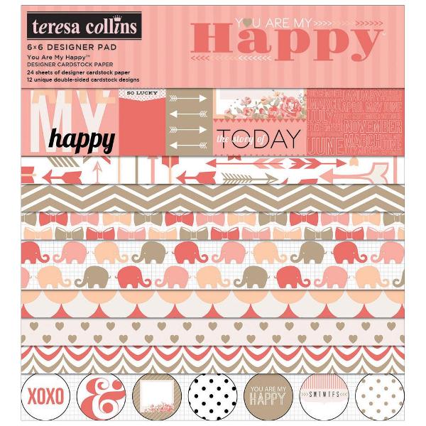 Набір паперу You are my Happy 15х15 см 12 аркушів від Teresa Collins
