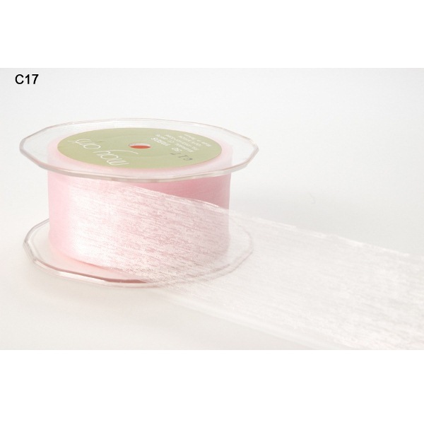 Прозрачная блестящая лента Pink, 3,7 см, 90 см от компании May Arts