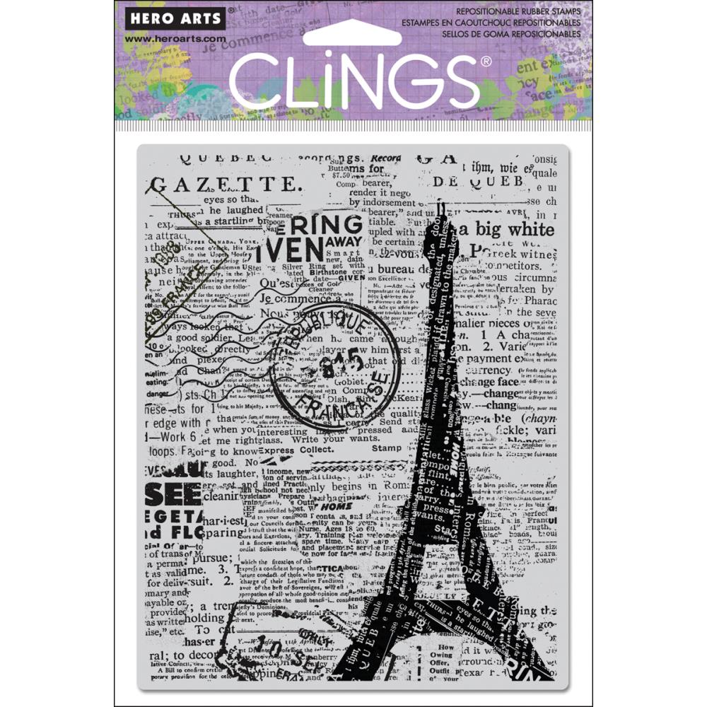 Резиновый штамп Newspaper Eiffel Tower 14,5х11,5 см, Hero Arts