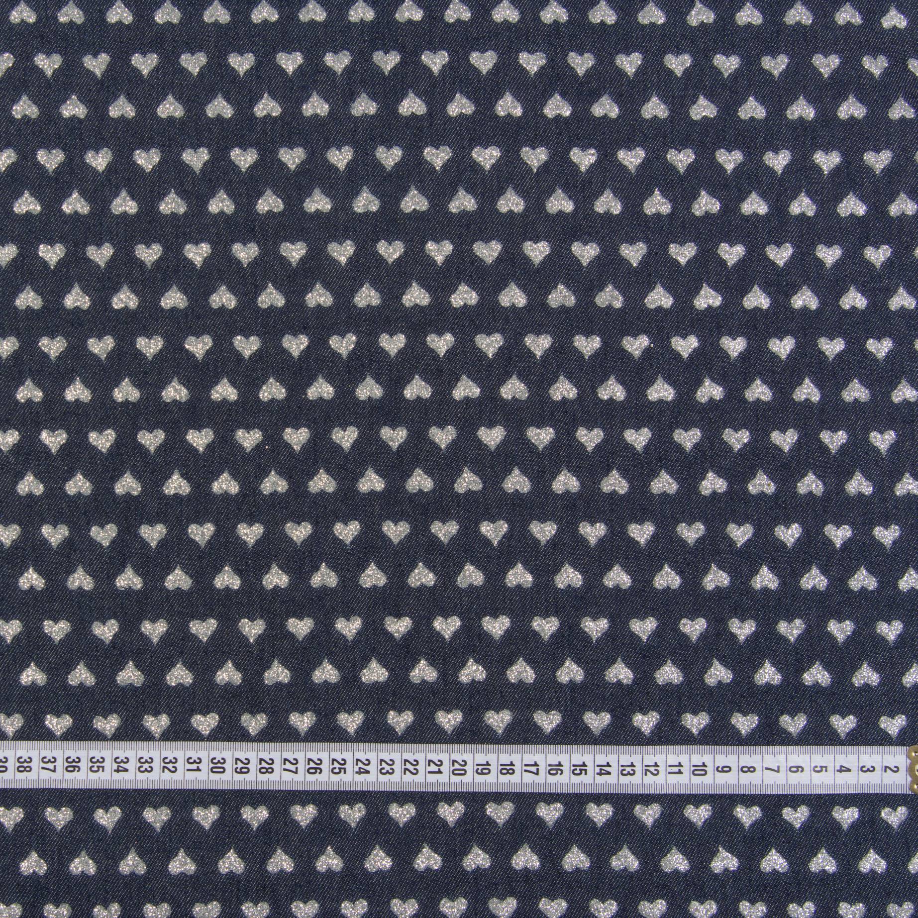 Джинс, Сердечка, Бавовна 70%, 390г / м, синій, 50x50 см