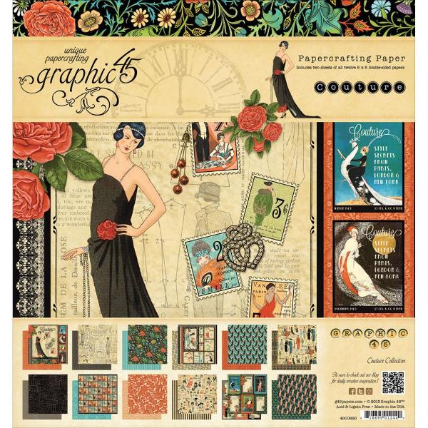 Набір паперу Couture 20х20 см 12 аркушів, Graphic 45