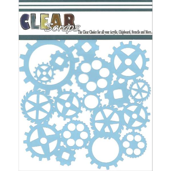 Трафарет для скрапбукінгу Gears 15х15 см від Clear Scraps