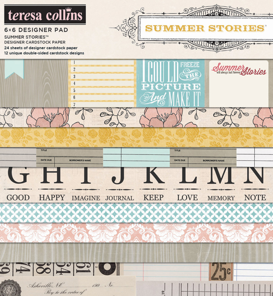 Набір паперу Summer Stories 15х15 см 12 аркушів від Teresa Collins